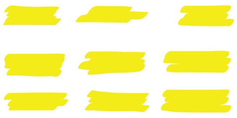 Yellow glowing doodle scribble background set on white background. Isolated glowing scribble icon set on white page. Textured doodle sets. EPS 10. 