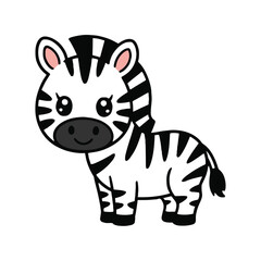 Vector art of charming zebra cartoon this delightful illustration showcases a cute zebra with a friendly expression, ideal for childrens books, educational resources, or playful designs