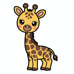 Vector art of adorable giraffe cartoon this charming illustration features a cute giraffe with big, expressive eyes and a sweet smile, perfect for childrens books, educational materials, or nursery de