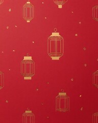Decorative lantern pattern on red background for festive occasion