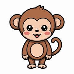 Vector art of charming baby monkey cartoon this delightful illustration features a playful monkey with endearing eyes and a cheerful smile, perfect for childrens books, junglethemed designs, and cheer