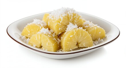Sweet pineapple pieces with coconut