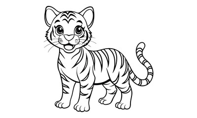 Tigger Cat, kids line art doodle pattern design t shirt design silhouette and vector, detailed illustration, perfect for relaxation, stress relief, adult coloring books, printable art therapy.