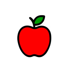 Red Apple Vector Icon Illustration. Simple red apple vector icon with bold outline, perfect for healthy food projects, organic product design, and nutrition concepts.