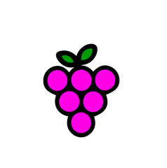 Purple Grapes Flat Vector Icon. Flat vector illustration of purple grapes bunch with bold outline, ideal for wine, juice, and organic product design.