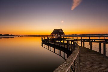 A great jetty during a wonderful sunset on Lake Hemmelsdorf.