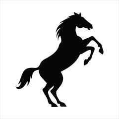 Black silhouette of a horse rearing up on hind legs