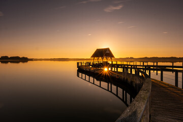A great jetty during a wonderful sunset on Lake Hemmelsdorf.