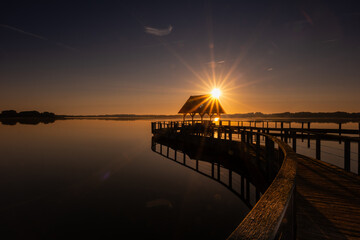 A great jetty during a wonderful sunset on Lake Hemmelsdorf.