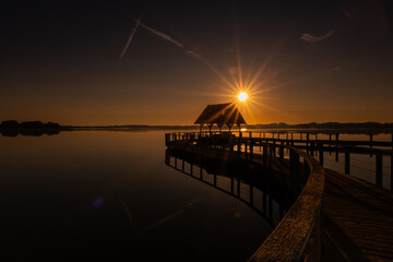 A great jetty during a wonderful sunset on Lake Hemmelsdorf.