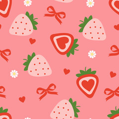 Cute Strawberry and Heart Pattern