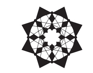 Polygon Star Mandala Abstract Black White Pattern abstract flower design