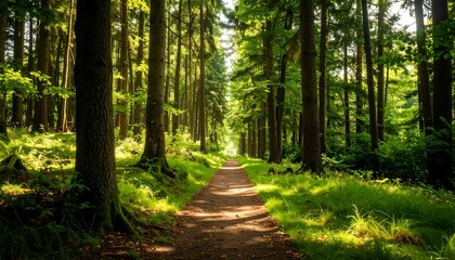 Obraz premium Sunlit forest path