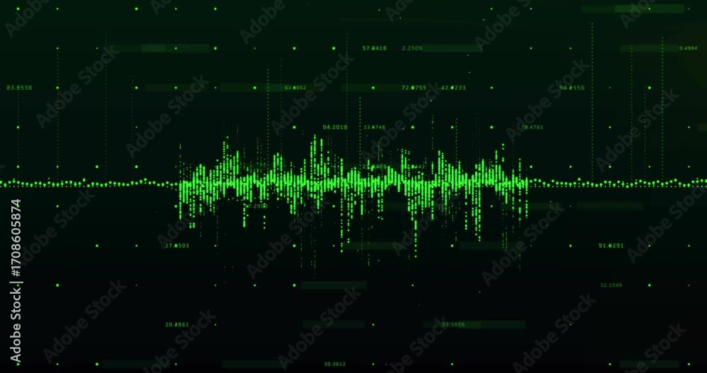 Poster starting green baseline causing dots pulsing into waveform, labels highlighting peaks