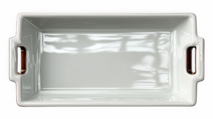 Rectangular white baking dish with handles