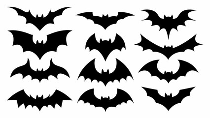 Obraz premium Spooky bats silhouettes for Halloween designs and scary themes, add a touch of darkness to your projects
