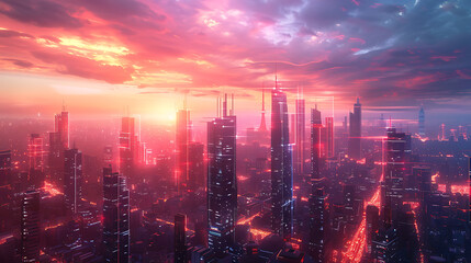 Fototapeta premium Cityscape at Sunset.