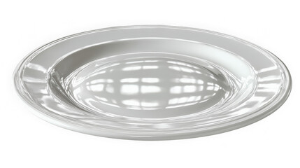 White polished rimmed serving plate with glossy finish isolated