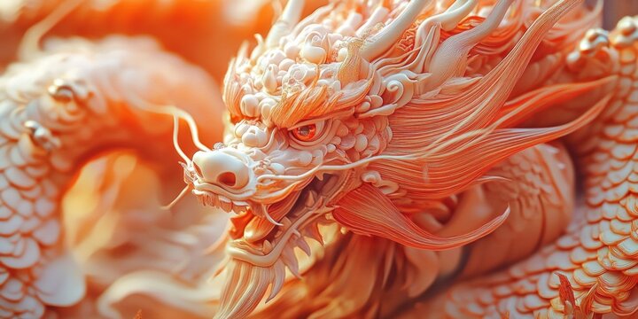 This is a highly stylized depiction of a dragonfish, characterized by its fierce appearance and intricate scales.