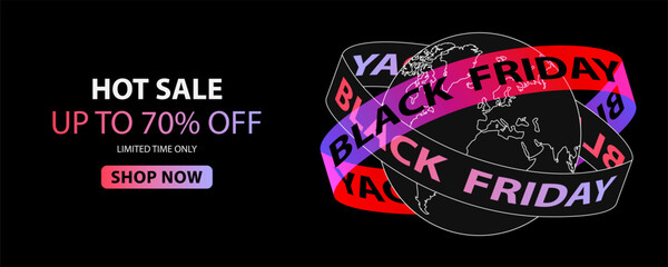 Banner for Black Friday. Modern minimal text symbol of Black Friday. Design template for Black Friday sale, promotion, advertising and social media ad