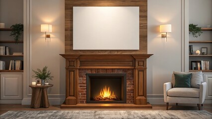Cozy living room with fireplace and armchair