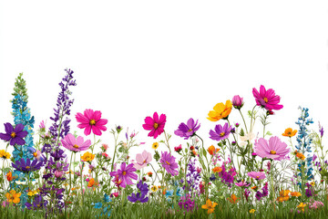 Vibrant flower border against white (1)