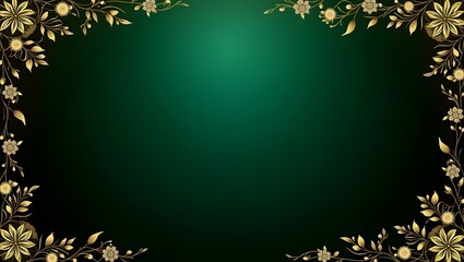 gradient background fading from black to deep emerald green with flowers the border, purpose for background.
