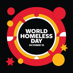 Vector art of world homeless day graphic with abstract shapes and text
