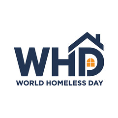 Vector art of world homeless day whd graphic with house and window icon, october 10