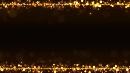 christmas and new year gold frame with golden glitter shiny stars and bokeh lights animation,dark luxury holiday abstract social media motion background	 - Powered by Adobe