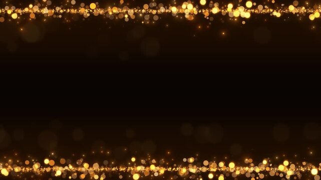 christmas and new year gold frame with golden glitter shiny stars and bokeh lights animation,dark luxury holiday abstract social media motion background - Powered by Adobe