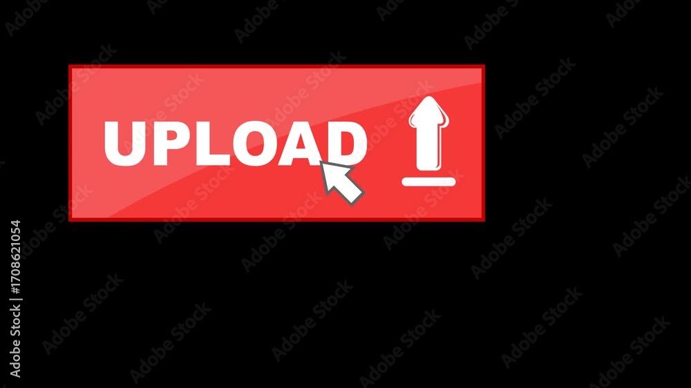Poster video animation click computer cursor mouse upload button digital, on a transparent background with 
