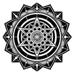 Fototapeta premium Intricate black sacred geometry mandala with spiritual and cosmic symbolism