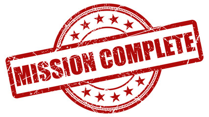 Mission completed red stamp with grunge texture