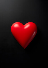 Fototapeta premium Scarlet heart symbol on ebony background suggesting intense affection and romantic sentiment expression passion and