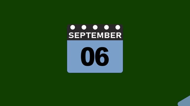 Monthly calendar with spiral ring coil binding, tear-off calendar animation for September 2026, concepts, ideas, 4k, transparent background