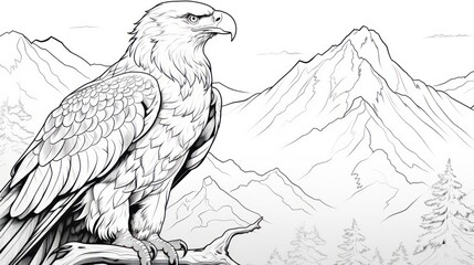 Fototapeta premium Eagle perched on mountain