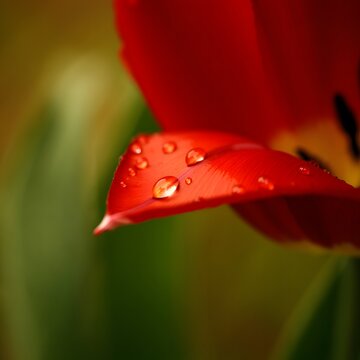 red tulip with water drops