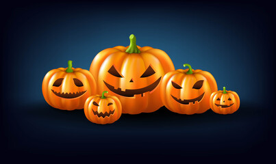 Happy Halloween And Blue Background