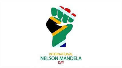 Nelson Mandela Day International flag color hand, art video illustration.