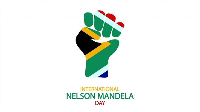Nelson Mandela Day International flag color hand, art video illustration.