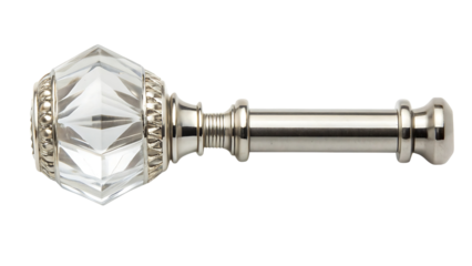 Crystal curtain rod finial with metallic accents isolated on transparent background