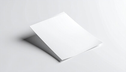 Clean and simple A4 or A5 bi-fold paper template mockup. Blank white booklet or card for corporate branding presentation