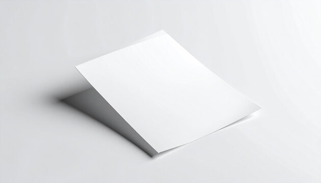 Clean and simple A4 or A5 bi-fold paper template mockup. Blank white booklet or card for corporate branding presentation