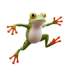 Naklejka premium Leaping Frog: Vibrant 3D Amphibian Illustration - Perfect for Fun Designs