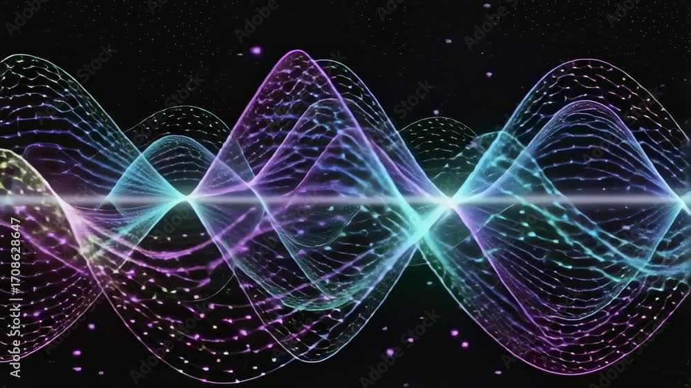 Poster abstract waves animation background loop for music visualizer and sound frequency spectrum 100