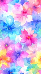 Vibrant floral watercolor pattern
