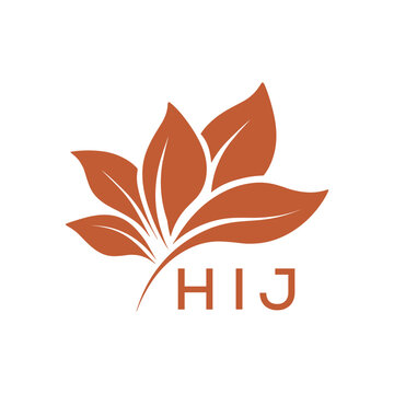 Modern Abstract Botanical Logo with Leaf Motif and Letter mark "HIJ" HIJ Later Logo, 
