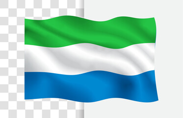 Sierra Leone Flag Waving on a White Background Vector