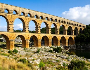 Fototapeta premium Ancient stone arch bridge spanning a river valley